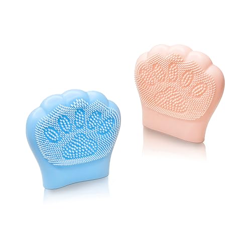 Image of Sanas Face Scrubber (2Pcs) Silicone Face Scrubber For Men & Women Soft Facial Cleansing Brush For Deep Pore Cleaning Reusable FaceScrubber For Women Face Cleanser Massage Scrubber (Pink,Blue) (2Pcs)