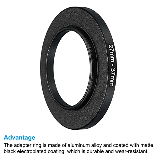 PATIKIL 27mm-37mm Metal Step Up Ring, Camera Lens Filter Adapter Ring Aluminum Filter Adapter Ring for Camera Lenses Hood Black - Image 4