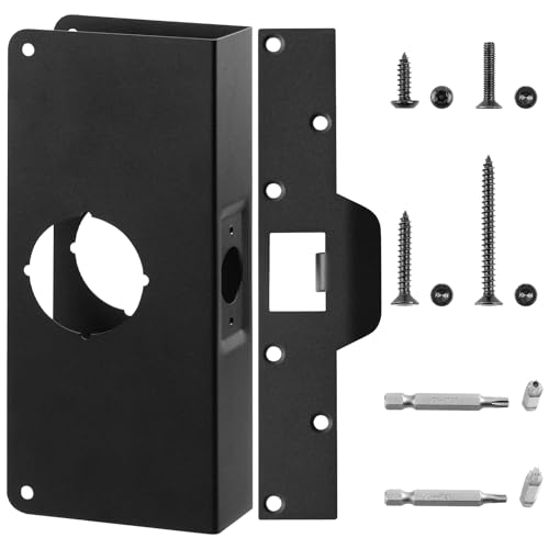 Black U 9551 Door Reinforcement Plate & U9476 Latch Strike for 1-3/4 Thick Doors