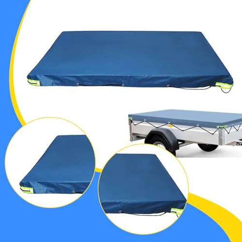 Utility Trailer Cover Flat Tarpaulin with Reflective Strips for All Seasons, Tear Resistant, Fits Most Trailers Cover, 214x122x13cm4