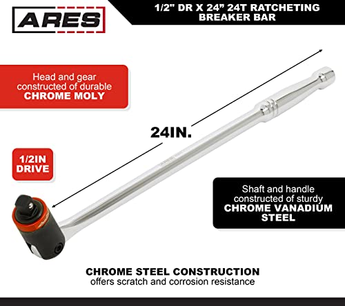 image for ARES 40012 – 1/2-Inch Drive Ratcheting Breaker Bar – 24-Inch Lengt