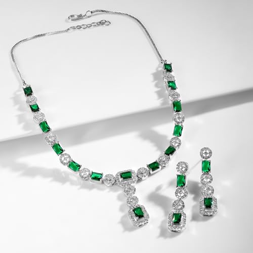 Image of Rubans American Diamond Zirconia Necklace Set Stylish Jewellery Gift for Women & Girls