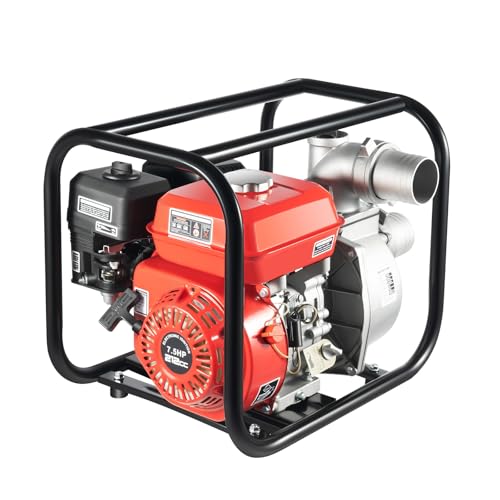 Pompe à Eau Thermique 4 Temps Motopompe 7.5HP Pompe De Jardin Essence 3600rpm Hauteur D'aspiration 8m,Pour L'lrrigation Des Terres Agricoles, Jardin
