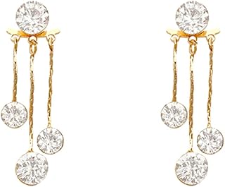 Yellow Chimes Earrings For Women Gold Tone Crystal Studded Tassel Clip On Stud Earrings For Women and Girls Price In India