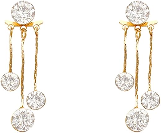 Yellow Chimes Earrings For Women Gold Tone Crystal Studded Tassel Clip On Stud Earrings For Women and Girls