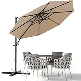 Devoko 3 m Freischwinger Terrassenschirm, rund, groß, Outdoor-Regenschirm mit 360-Grad-Drehung,...