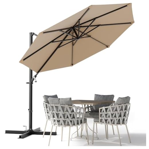 Best patio umbrella cantilever with rotation Devoko 10ft Stylish Cantilever Umbrella