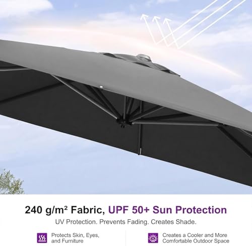 Poszycie na Parasol Ogrodowy Kwadratowe Prostokątne, Wymienna Czasza Parasola 2x2 2.5x2.5 3x3 3x4m, Materiał Wodoodporny Ochrona UV na 4/8 Szprych(Beżowy,250x250cm)