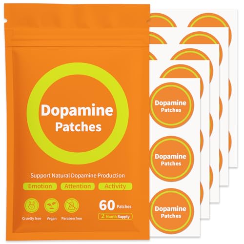 Chuanvay Dopamine Patches Extra Strength 60 Patches Mood Support Calm & Focus - Stress Relief with Mucuna Pruriens & 5-HTP Plant-Based Vegan Non-Transdermal 2 Month Supply
