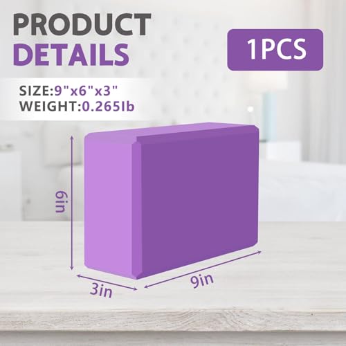 Image of 9 inchx6 inchx3 inch Yoga Blocks, Soft Non-Slip Surface Premium Foam Blocks, Supportive, Lightweight, Odor Resistant, Yoga Accessories for Pilates Meditation General Fitness Stretching Toning (Purple-1