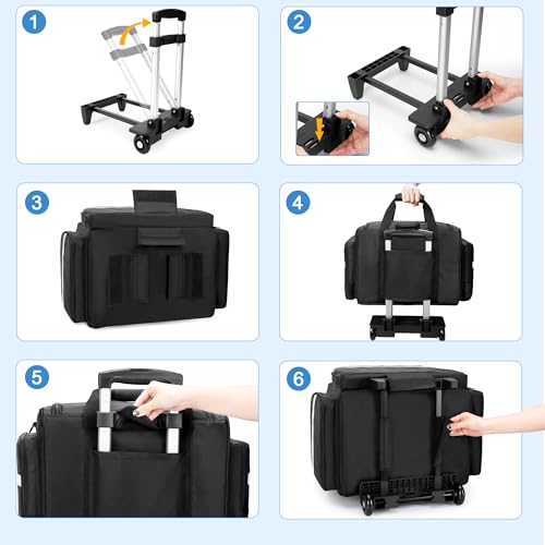Image of Damero Rolling Medical Bag with Detachable Trolley, Empty Emergency Response Supplies Bag with Removable Dividers, Medical Equipment Storage Bag for Home Health Nurses, Doctors, EMT, EMS, Black