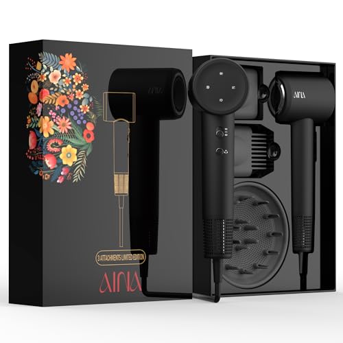 AINA Seche Cheveux, Professionnel Ionique Négatif, Seche Cheveux Avec à Grande Vitesse de 160000 RPM, Moteur Sans Balais pour un Séchage Rapide Avec Buse(3A...