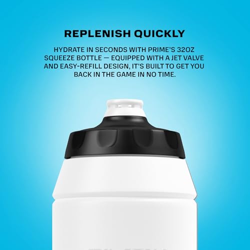 Image of PRIME 32 oz White Graffiti Squeeze Sports Water Bottle, BPA Free, Dishwasher Safe, Easy-Grip Ergonomic Leakproof Design, Fast Hydration for Gym, Cycling, Running