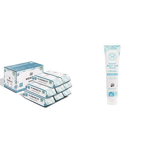 The Honest Company Baby Wipes - 576 Count | Classic | Over 99 Percent Water and The Honest Company Diaper Rash Cream with Organic Shea Butter, Jojoba, Tamandua & Coconut Oil Organic Plant 2.5 oz.