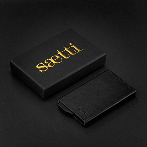 Saetti Pasjeshouder Luxe Slim Dunne Kleine Kaarthouder – RFID en NFC Bescherming Creditcardhouder met Cadeau Verpakking – Echt Leer – Zwart - Image 7