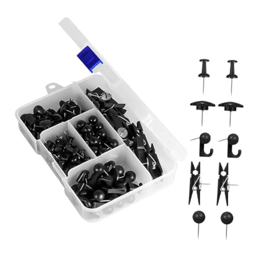 SHINEOFI Juego De 140 Uds. Enchufe De Chincheta Corcho Tachuela De Pared Tachuelas para Colgar Tachuelas De Alta Resistencia Chinchetas para La Pared Alfiler El Plastico Black