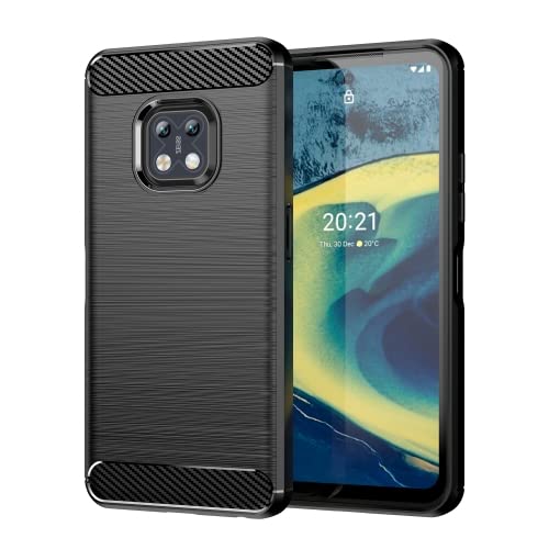 Image of NPRC Hybrid Ultra Slim Protective Case TPU Non-Slip Carbon Fiber Texture Shockproof Case Cover for Nokia XR 20 - Black