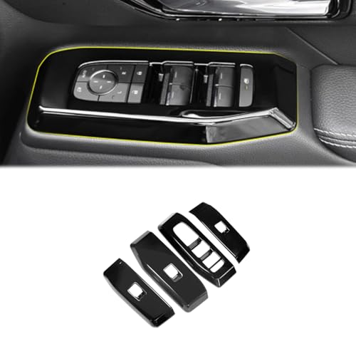 Sodukyn トヨタ 新型 ランドクルーザー 250系 ランクル250系 2024年〜に対応 ウィンドウ リフトボタンフレーム 窓装飾ステッカーパーツドレスアップ傷防止汚れ防止アクセサリー右ハンドル専用4枚 ブラック