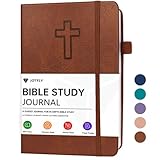 Bible Study Journal - Church Notes Notebook for Note Taking & Reflection - Guided Bible Study Notebook - Faith-Based Religious Gifts & Bible Study Supplies (Vintage Brown)