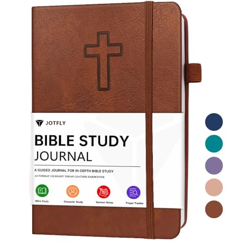 JOTFLY Bible Study Journal - Church Notes Notebook for Note Taking & Reflection - Guided Bible Study Notebook - Faith-Based Religious Gifts & Bible Study Supplies (Vintage Brown)