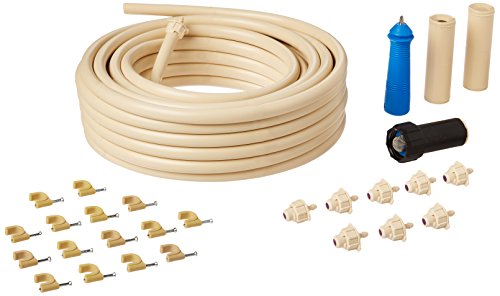 DIG BC380 Ocean Breeze® Evaporative Mist Outdoor Misting Kit with Beige 50' 3/8' (.375 ID X .455 OD) Misting Line & 10 Barbed Foggers - Cooling Around Patios, Porch and Pools Areas