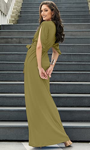Image of KOH KOH Womens Long Sleeveless Halter Bridesmaid Wedding Guest Maxi Dress