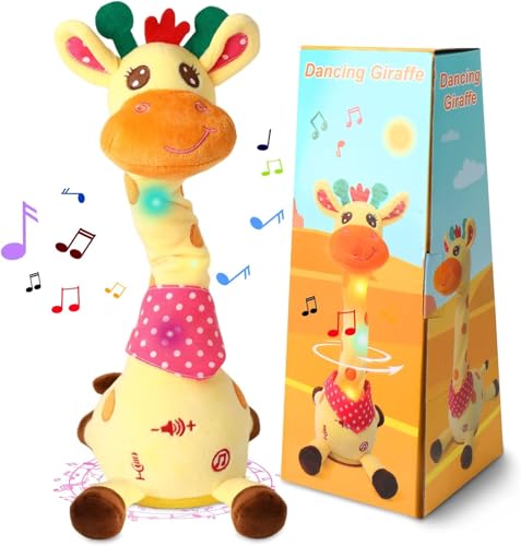Image of LLUKEME Dancing Talking Giraffe Toy for Baby Girl & Boy, Interactive Stuffed Animal Baby Toy Repeating What You Say, Glowing Musical Giraffe Gifts for Toddlers 1-3 Years Old, for Kids (Giraffe)
