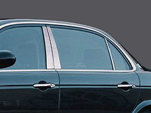 Stainless Polished Chrome Pillar Post Trim 6PC, Compatible with Jaguar XJ 2004-2009 (4-Door, Sedan, XJ8, X350)