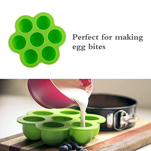 Hhyn Silicone Egg Bites Molds Compatible with Instant Pot Accessories - Fits 5, 6, 8 qt Pressure Cooker, Reusable Baby Food Storage Container and Freezer Tray with Lid Sous Vide Egg Poacher, Green