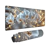 Podkładka pod mysz do gier, 1400 x 600 mm XXL Podkładka pod mysz do gier, duża, antypoślizgowa, wodoodporna, rozszerzona długa klawiatura, akcesoria biurowe, do gier, komputera, komputera (orchidea