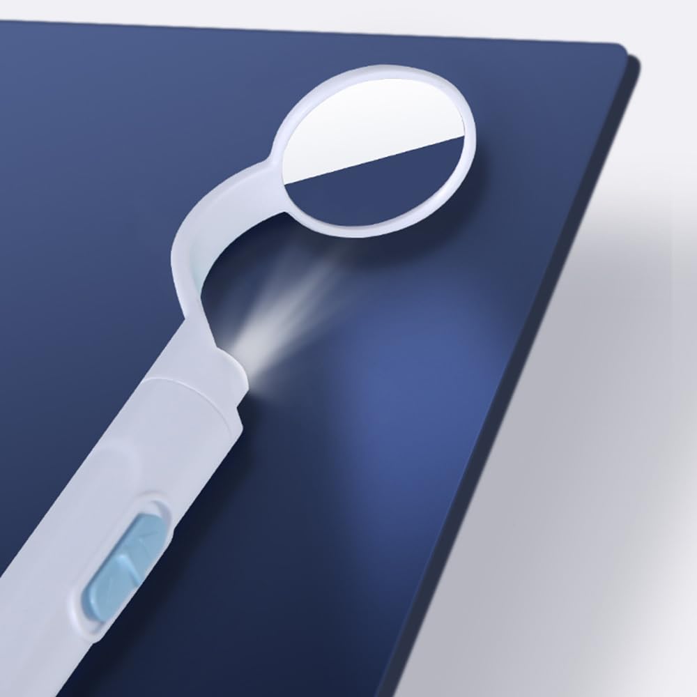 Sarini Paquete de 2 Espejos dentales con luz USB antivaho LED Dual Rosa y Azul
