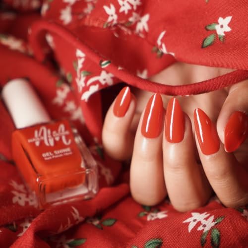 Image of Nails & More Dark Red Nail Polish, Argan Oil-Infused Gel Shine, Deep Red Nail Color, Elegant & Bold | 10ml