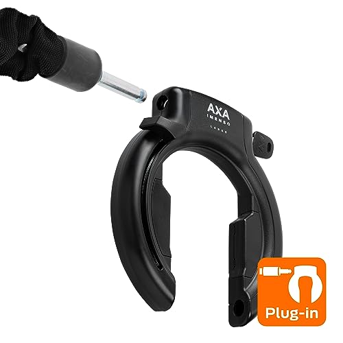 AXA Imenso Large Retractable, Fahrrad Rahmenschloss, Schlüssel ist Abziehbar, 75 mm Breite Öffnung, Sicherheitsstufe 12, Kombinierbar mit Einsteckkette, Schwarz