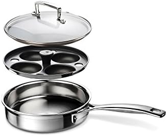 Le Creuset 3-Ply 20cm Egg Poaching Pan with Insert & Glass Lid,Silver