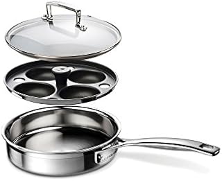 Le Creuset 3-Ply 20cm Egg Poaching Pan with Insert & Glass Lid,Silver