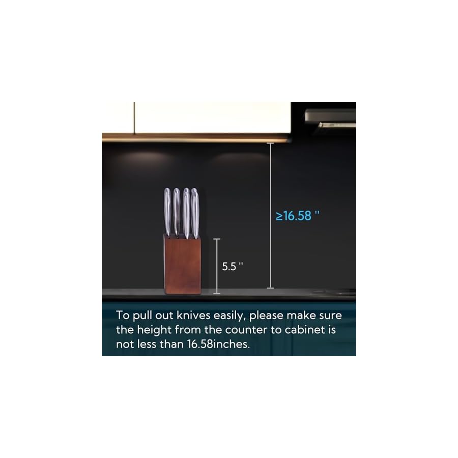 55-Steak-Knife-Block-Holder-without-Knives-with-8-Slots-Wooden-Steak-Knife-Storage-Block-only-Space-Saver-Compact-Design-Steak-Knives-Organizer-by-KITCHENDAO 5.5“ Steak Knife Block Holder without Knives with 8 Slots - Wooden Steak Knife Storage Block only - Space Saver-Compact Design Steak Knives Organizer -by KITCHENDAO