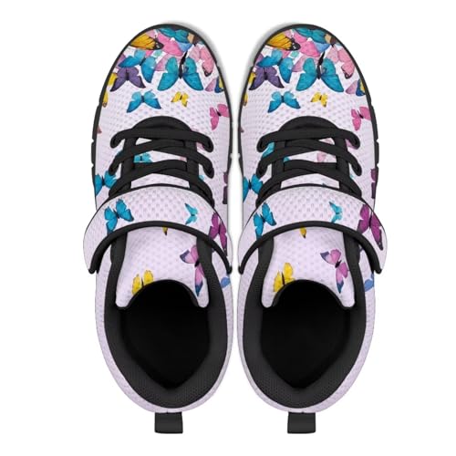 Boys Girls Tennis Sneakers Kids Lightweight Strap Athletic Running Shoes Breathable Mesh Casual Sports Shoe Black Sole US 11-153