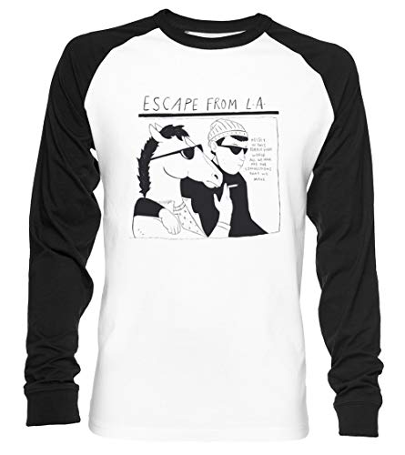 Bojack Youth - Escape from L.A. - Bojack Horseman Unisex Camiseta De Béisbol Manga Larga Hombre Mujer Blanca Negra