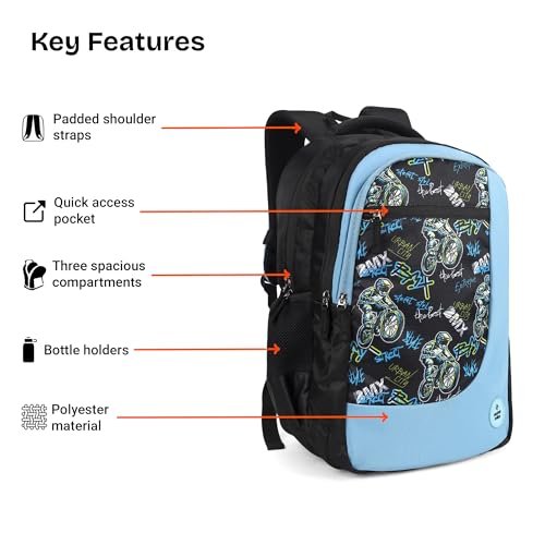 Image of Nasher Miles Polyester Backpack | Ideal for Preschool, Kindergarten, College, School, Office& Travel | Toddler, Girls, Boys, Men, Women