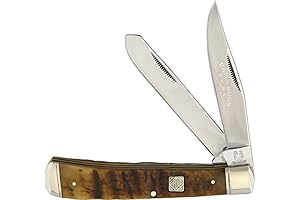 Rough Ryder KB201RAMSHORNBONE Trapper Rams Horn Jigged Bone Knife