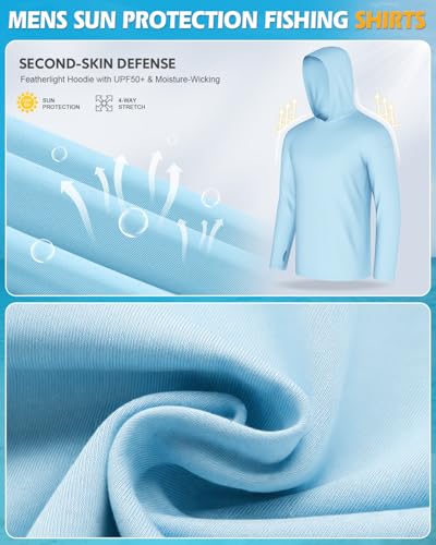 Image of 4 Pack Mens Sun Hoodie UPF 50+ Long Sleeve Fishing Shirts UV Protection Top | Poly /Spandex, Spf Ultra Breathable Soft Cooling Moisture Wicking Fabric, Dry Fit Rash Guard For Summer Swim Workout Hiking
