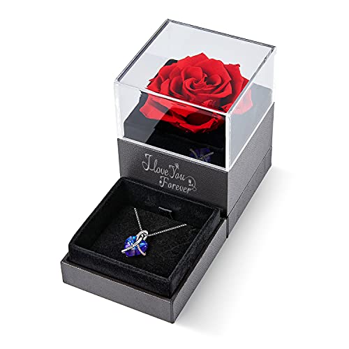 EleShow Preserved Real Rose with I Love You Gift Set, Enchanted Real Rose Flower Romantic Gifts for Wife Girlfriend Her on Anniversary Wedding Christmas Valentines Day Birthday Gifts for Mom