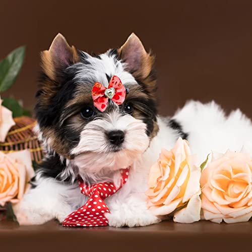 NXACETN Lot de 10 nœuds pour poils de chien avec corde, nœud papillon pour chien, motif cœur, accessoire de toilettage en tissu pour la Saint-Valentin, style aléatoire Cover