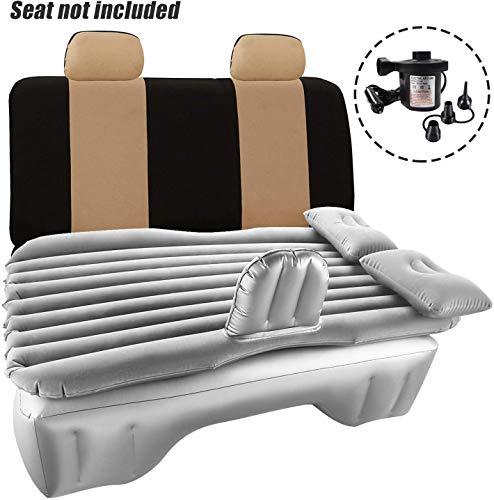 Image of LEOPAX Polyvinyl Chloride (PVC) Inflatable Travel Car Bed Air Sofa With Two Inflatable Pillow For Car Back Seat Fits Most Car Models For Camping Travel,Hiking,Trip And Other Outdoor Activities - Grey