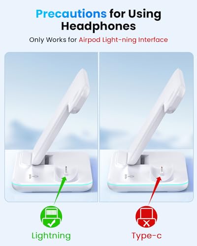 WAITIEE Carregador sem fio 3 em 1, estação de carregamento rápido de 15 W para Apple Watch 10/9/8/Ul