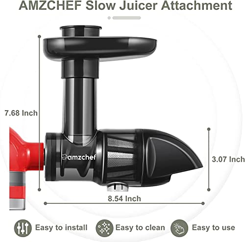 Masticating Juicer Attachment for All Kitchen Aid Stand Mixers, Easy to Clean Slow Juicing Parts, Cold Press Accessories for Fruits & Vegetables, Machine not Included, Black by AMZCHEF - Image 6