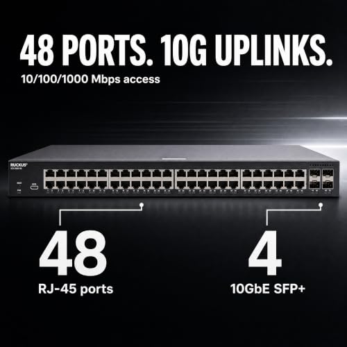 Image of Ruckus ICX8100-48-X Managed Switch, 48x 10 /100 /1000 Mbps RJ-45, 4x 10GbE SFP+ Uplinks - Enterprise Layer 2 Access Switch, No Licensing Required