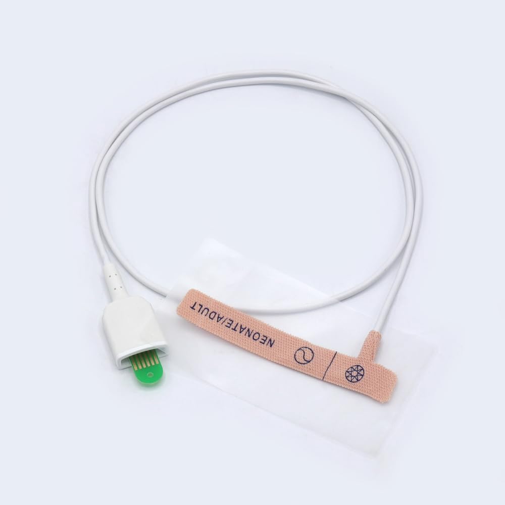skmeditec 5PCS Disposable SpO2 Sensor Compatible with Masimo for Neonate Adult, 3.2 FT Adhesive Tape Probe with LNOP Male Connector, Replacement Cord for 1798, 1651, 1002