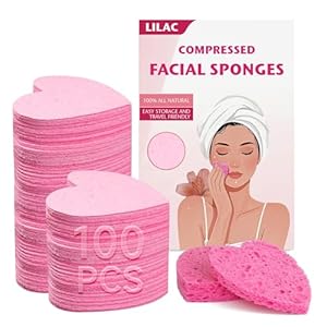 100 Count Compressed Pink Facial Sponges | 100% Natural Cellulose Eco-Friendly Makeup Sponges for Gentle Cleansing, Exfoliating & Stubborn Makeup Removal | Travel & Home Beauty Essentials for Women