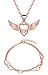 Produktbild Yumilok Roségold 925 Sterling Silber Engelsflügel Herzen Charm Armband Halskette Schmuck Set Armkette & Kette mit Anhänger Set für Damen Mädchen